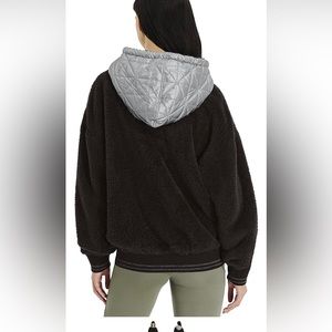 UGG Women's Loyra Sherpa Hoodie Metallic, Black/Silver, Size Large